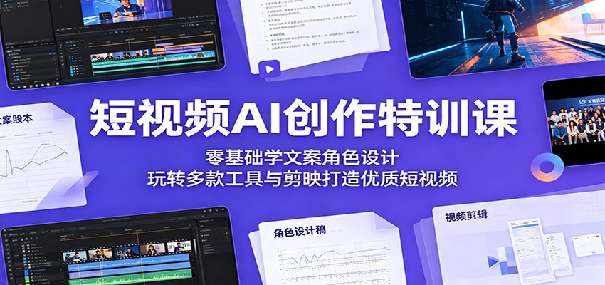 短视频AI创作特训课：零基础学文案角色设计，玩转多款工具与剪映打造优质短视频-朽念云创