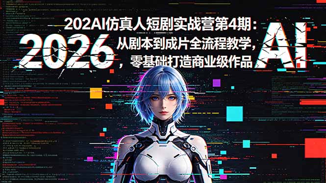 2026AI仿真人短剧实战营第4期：从剧本到成片全流程教学，零基础打造商业级作品-朽念云创