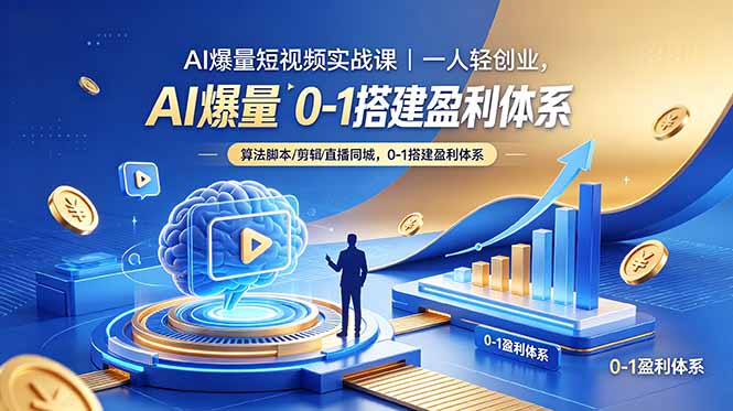 AI爆量短视频实战课｜一人轻创业，算法脚本剪辑直播同城，0-1搭建盈利体系-朽念云创