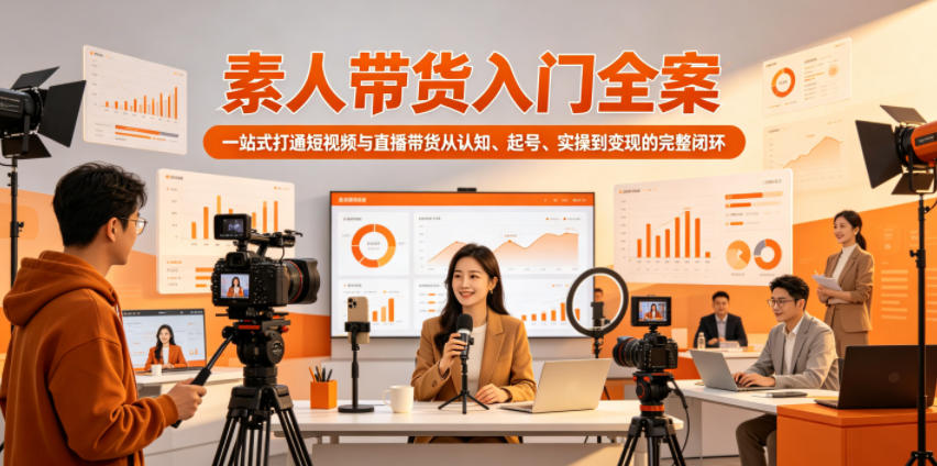 素人带货入门全案，一站式打通短视频与直播带货从认知、起号、实操到变现的完整闭环-朽念云创