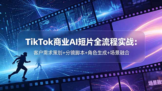 TikTok商业AI短片全流程实战：客户需求策划+分镜脚本+角色生成+场景融合-朽念云创