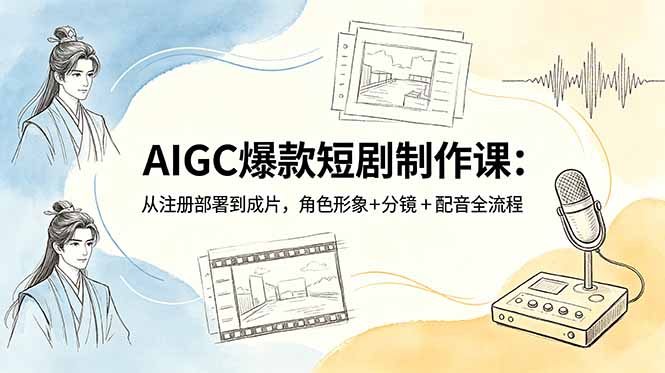 AIGC爆款短剧制作课：从注册部署到成片，角色形象+分镜+配音全流程-朽念云创