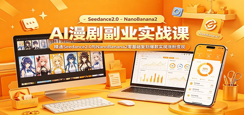 AI漫剧副业实战课：精通Seedance2.0与NanoBanana2零基础复刻爆款实现涨粉变现-朽念云创