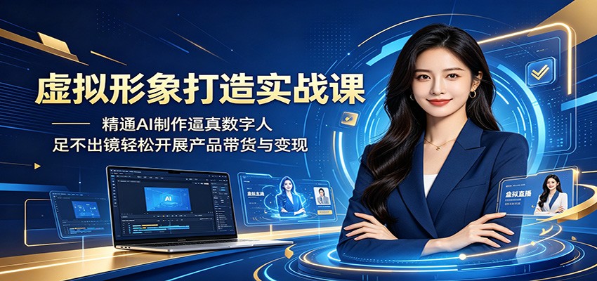 虚拟形象打造实战课：精通AI制作逼真数字人，足不出镜轻松开展产品带货与变现-朽念云创