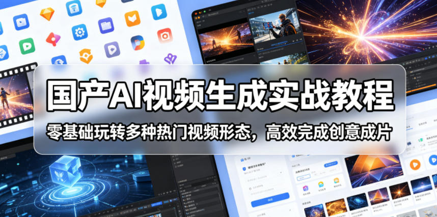 国产AI视频生成实战教程，零基础玩转多种热门视频形态，高效完成创意成片-朽念云创