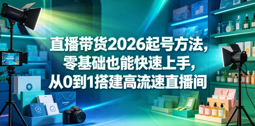 直播带货2026起号方法，零基础也能快速上手，从0到1搭建高流速直播间-朽念云创