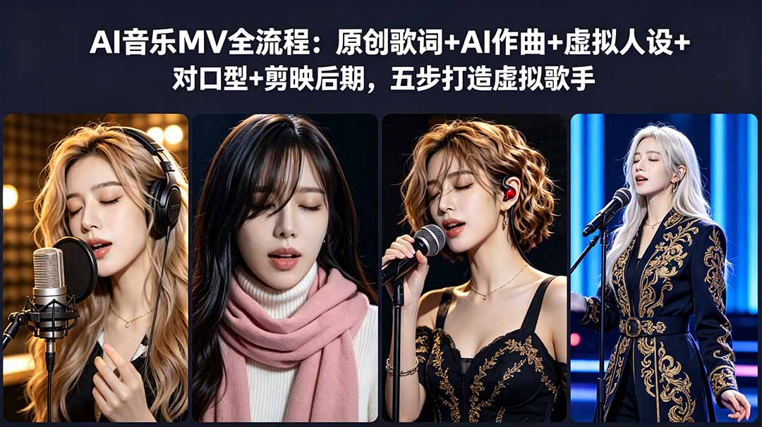 AI音乐MV全流程：原创歌词+AI作曲+虚拟人设+对口型+剪映后期，五步打造虚拟歌手-朽念云创