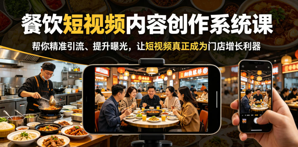 餐饮短视频内容创作系统课，帮你精准引流、提升曝光，让短视频真正成为门店增长利器-朽念云创