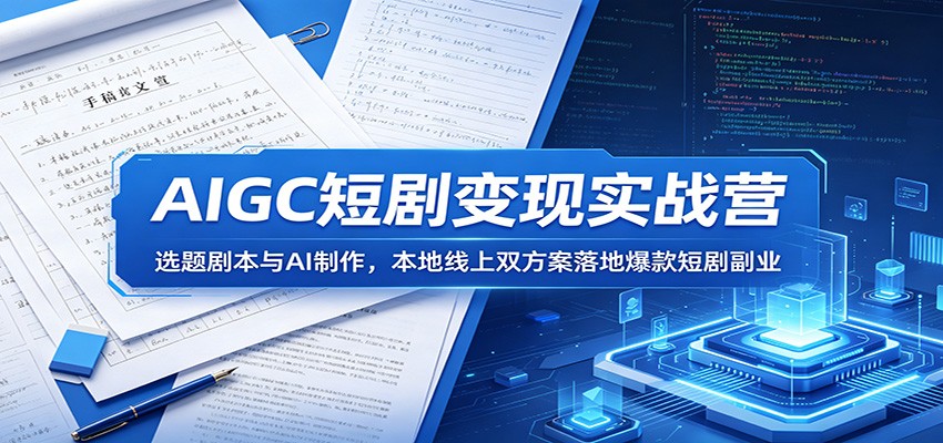 AIGC短剧变现实战营：选题剧本与AI制作，本地线上双方案落地爆款短剧副业-朽念云创