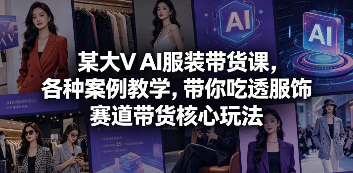 某大V AI服装带货课，各种案例教学，带你吃透服饰赛道带货核心玩法-朽念云创