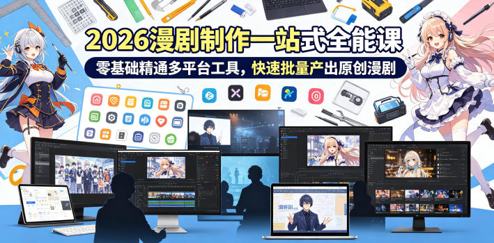 2026 AI漫剧制作一站式全能课，零基础精通多平台工具，快速批量产出原创漫剧-朽念云创