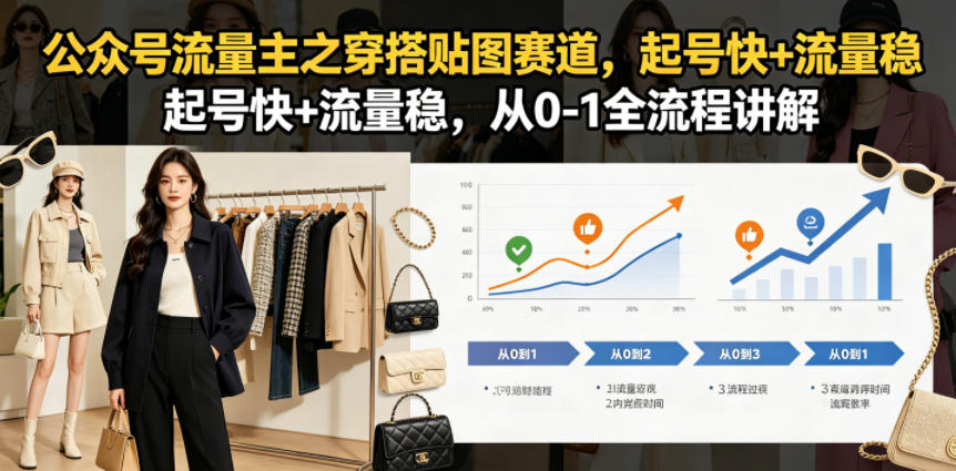 公众号流量主之穿搭贴图赛道，起号快+流量稳，从0-1全流程讲解-朽念云创