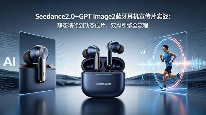 Seedance2.0+GPT Image2蓝牙耳机宣传片实战：静态精修到动态成片，双AI引擎全流程-朽念云创