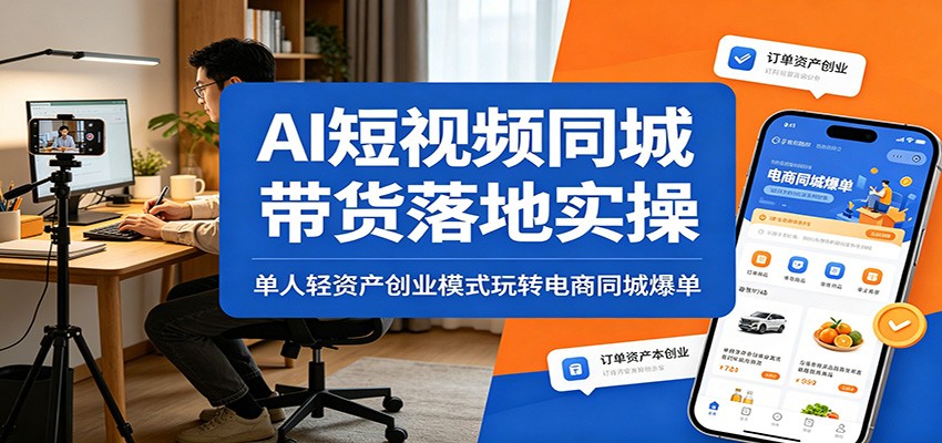 AI短视频同城带货落地实操：单人轻资产创业模式玩转电商同城爆单-朽念云创