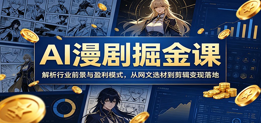 AI漫剧掘金课：解析行业前景与盈利模式，从网文选材到剪辑变现落地-朽念云创