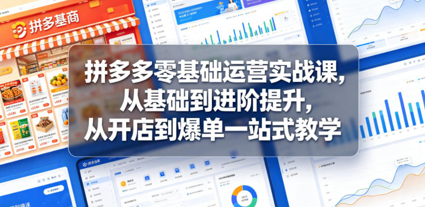 拼多多零基础运营实战课，从基础到进阶提升，从开店到爆单一站式教学-朽念云创