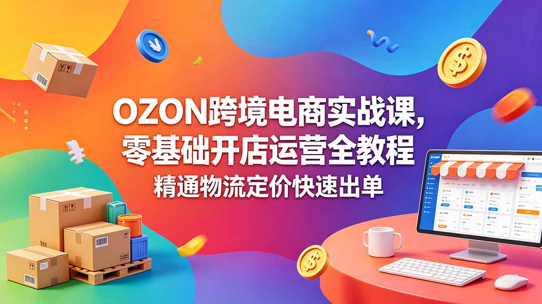 OZON 跨境电商实战课，零基础开店运营全教程，精通物流定价快速出单-朽念云创