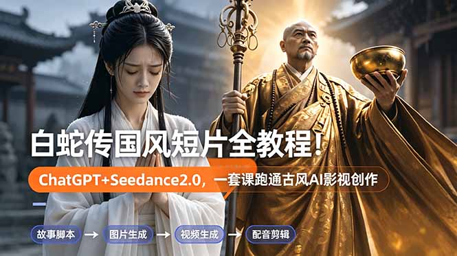 白蛇传-国风短片全教程!ChatGPT+Seedance2.0,一套课跑通古风AI影视创作-朽念云创