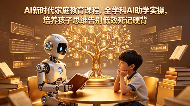 AI新时代家庭教育课程，全学科AI助学实操，培养孩子思维告别低效死记硬背-朽念云创