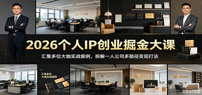 2026个人IP创业掘金大课：汇集多位大咖实战案例，拆解一人公司多路径变现打法-朽念云创