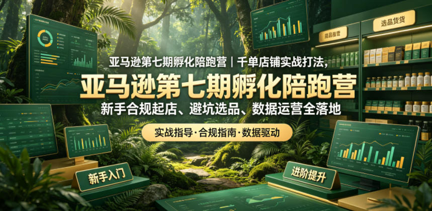 亚马逊第七期孵化陪跑营｜千单店铺实战打法，新手合规起店、避坑选品、数据运营全落地-朽念云创