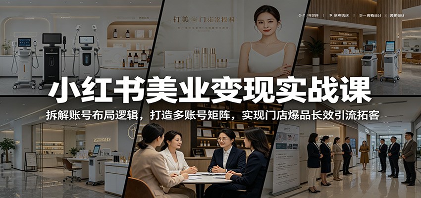 小红书美业变现实战课：拆解账号布局逻辑，打造多账号矩阵，实现门店爆品长效引流拓客-朽念云创