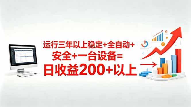 三年以上稳定+全自动+安全+一台设备=日收益200+-朽念云创
