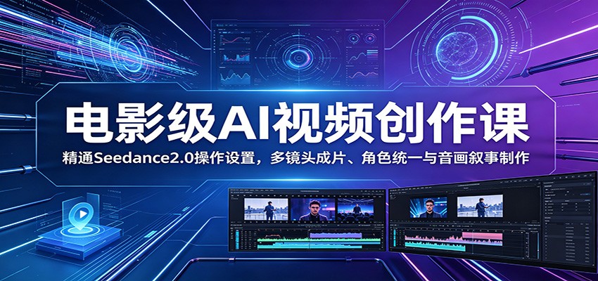 电影级AI视频创作课：精通Seedance2.0操作设置，多镜头成片、角色统一与音画叙事制作-朽念云创