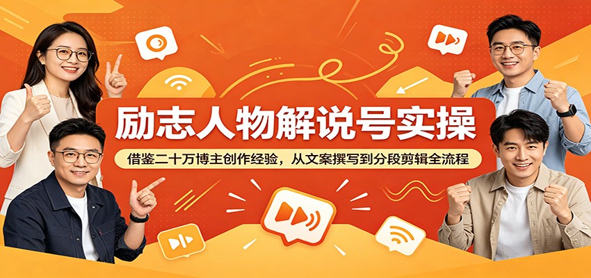励志人物解说号实操：借鉴二十万博主创作经验，从文案撰写到分段剪辑全流程-朽念云创