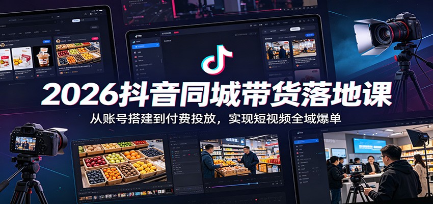 2026抖音同城带货落地课：从账号搭建到付费投放，实现短视频全域爆单-朽念云创