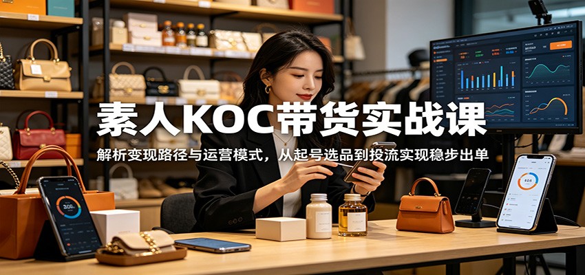 素人KOC带货实战课：解析变现路径与运营模式，从起号选品到投流实现稳步出单-朽念云创