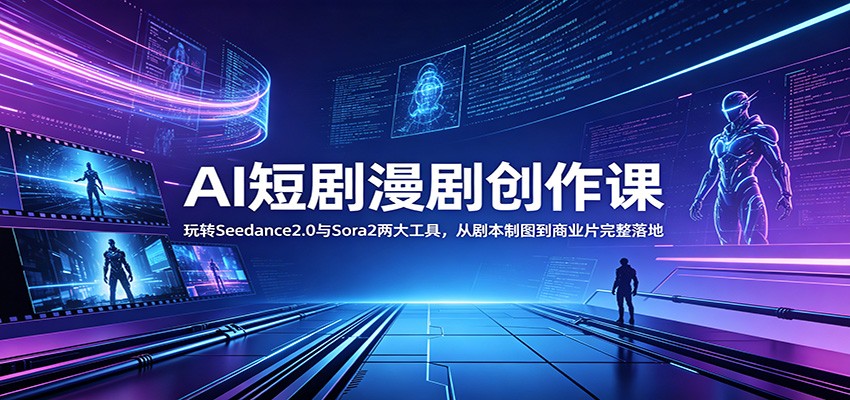 AI短剧漫剧创作课：玩转Seedance2.0与 Sora2两大工具，从剧本制图到商业片完整落地-朽念云创