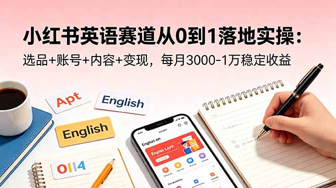 小红书英语赛道从0到1落地实操：选品+账号+内容+变现，每月3000-1万稳定收益-朽念云创