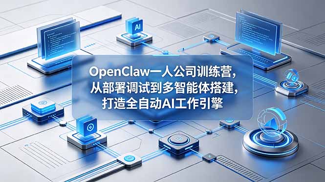 OpenClaw 一人公司训练营，从部署调试到多智能体搭建，打造全自动 AI 工作引擎-朽念云创