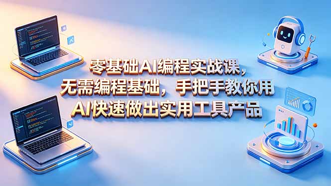 零基础AI编程实战课-更新，无需编程基础，手把手教你用AI快速做出实用工具产品-朽念云创