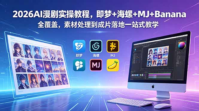 2026AI漫剧实操教程，即梦+海螺+MJ+Banana全覆盖，素材处理到成片落地一站式教学-朽念云创