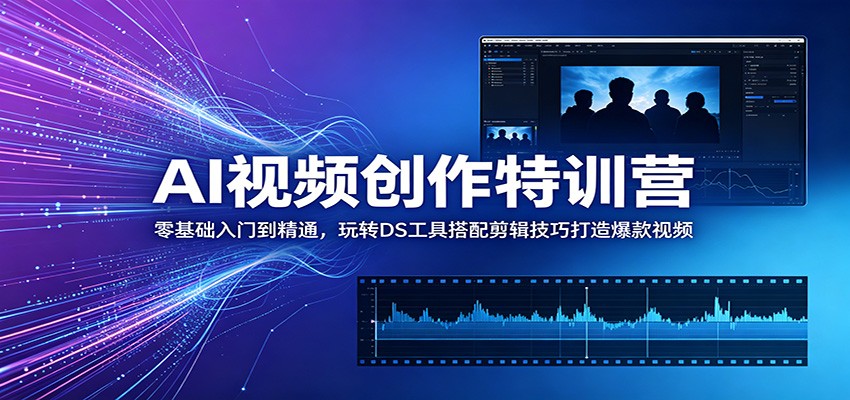 AI视频创作特训营：零基础入门到精通，玩转DS工具搭配剪辑技巧打造爆款视频-朽念云创