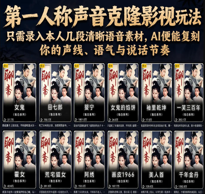 第一人称声音克隆影视玩法,只需录入本人几段清晰语音素材,AI便能复刻你的声线、语气与说话节奏-朽念云创