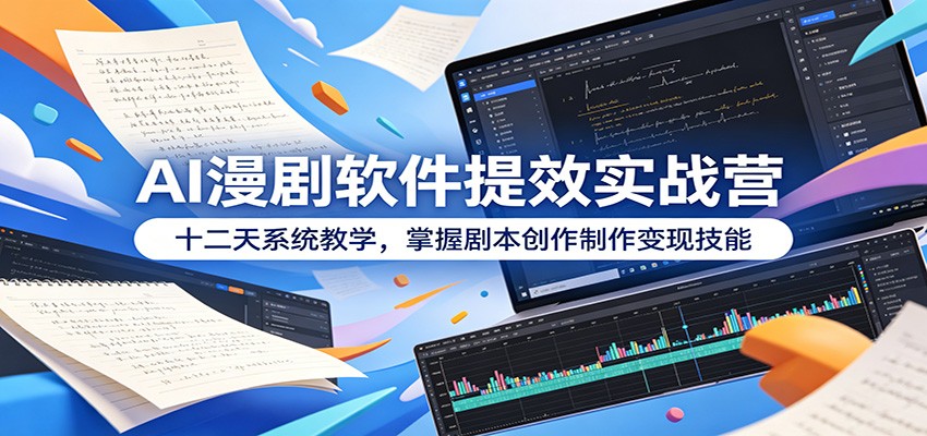 AI漫剧软件提效实战营：十二天系统教学，掌握剧本创作制作变现技能-朽念云创