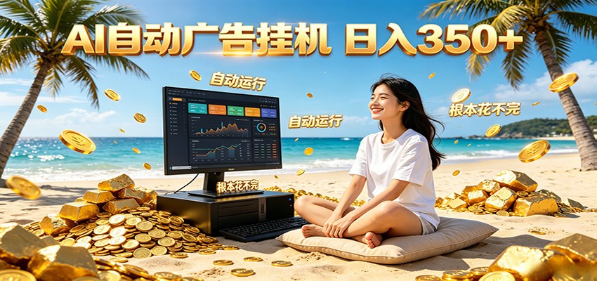 AI自动广告挂机 日入350+ 真正做到躺赚式变现，根本花不完！-朽念云创
