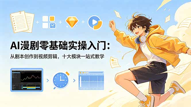 AI漫剧零基础实操入门：从剧本创作到视频剪辑，十大模块一站式教学-朽念云创