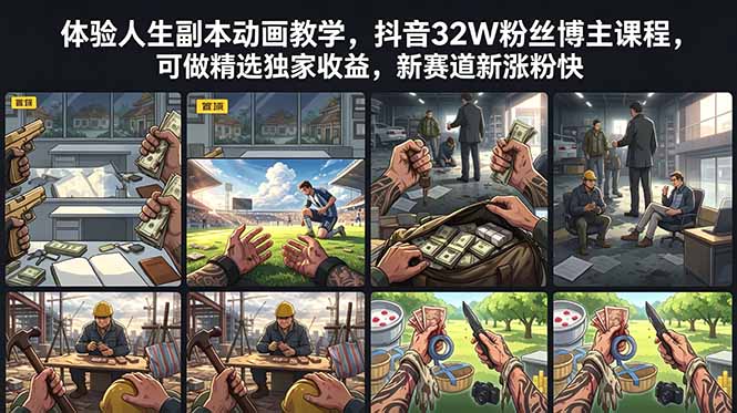 体验人生副本动画教学， 抖音32W粉丝博主课程，可做精选独家收益，新赛道新涨粉快-朽念云创