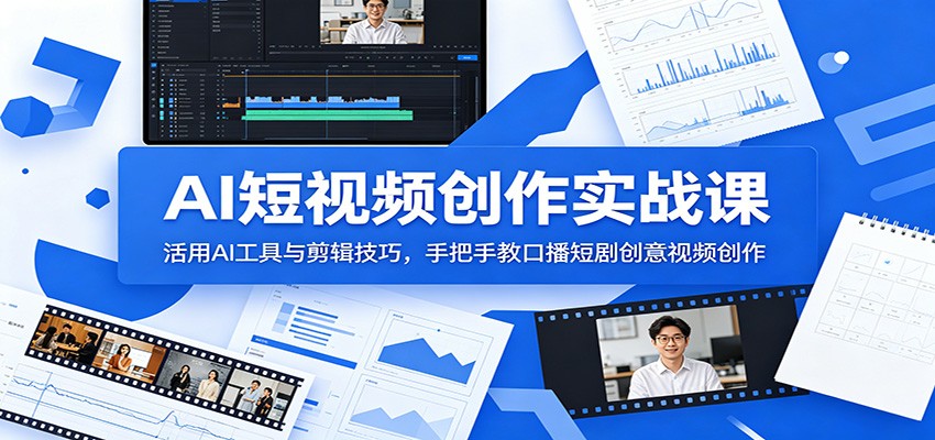 AI短视频创作实战课：活用AI工具与剪辑技巧，手把手教口播短剧创意视频创作-朽念云创