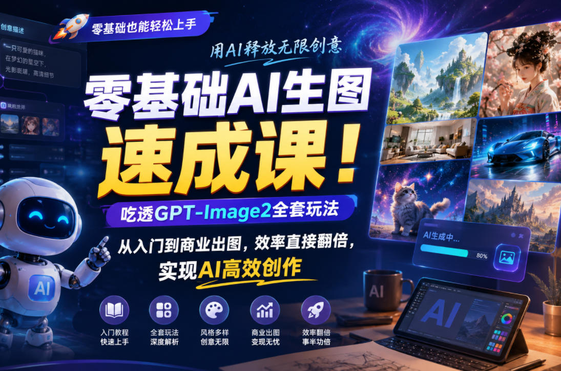 零基础AI生图速成课！吃透GPT-Image2全套玩法，从入门到商业出图，效率直接翻倍，实现AI高效创作-朽念云创
