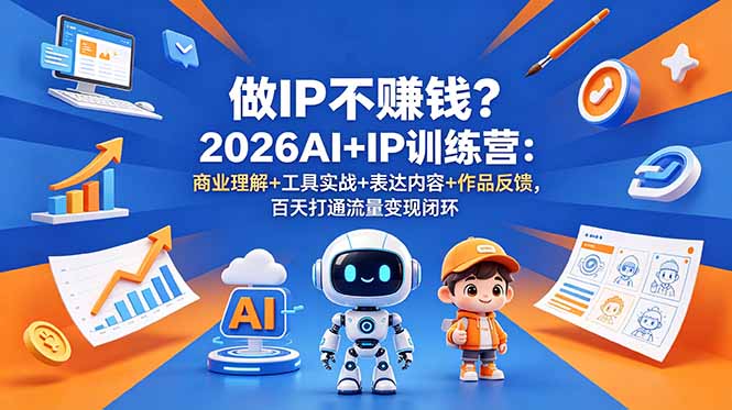 做IP不赚钱？2026AI+IP训练营：商业理解+工具实战+表达内容+作品反馈，百天打通流量变现闭环-朽念云创