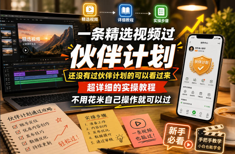 一条精选视频过伙伴计划，还没有过伙伴计划的可以看过来，超详细的实操教程，不用花米自己操作就可以过-朽念云创