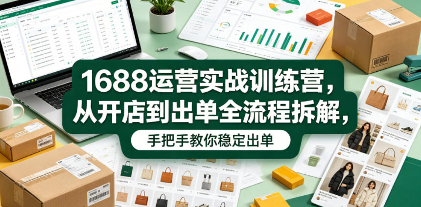 1688运营实战训练营，从开店到出单全流程拆解，手把手教你稳定出单-朽念云创