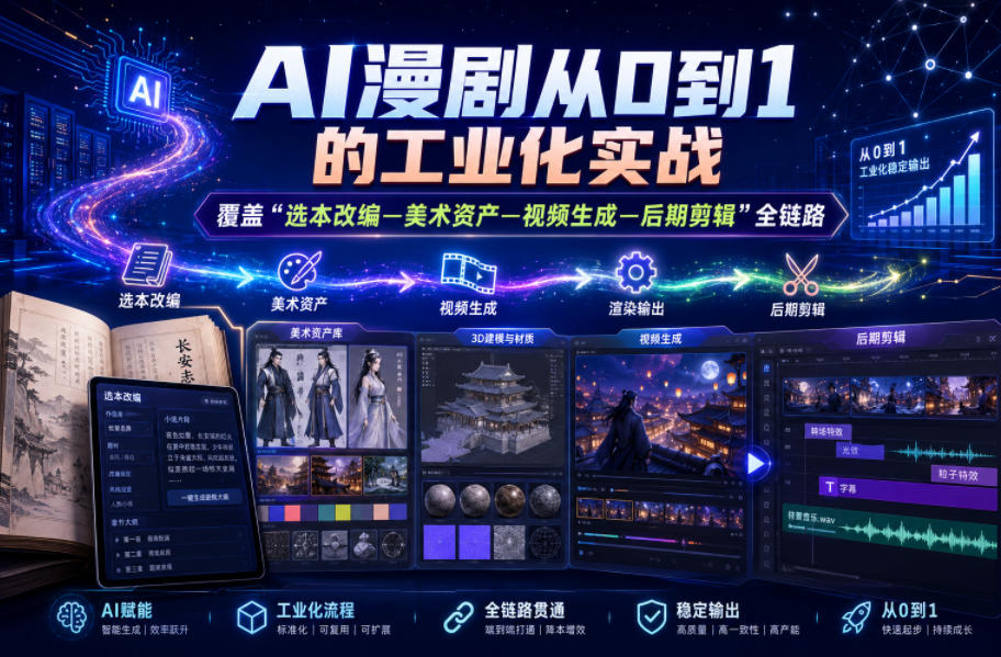 AI漫剧从0到1的工业化实战，覆盖“选本改编—美术资产—视频生成—后期剪辑”全链路(更新6月)-朽念云创