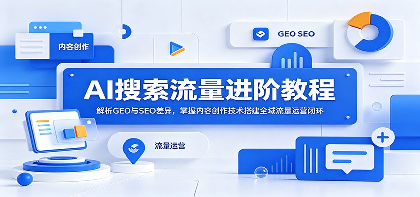 AI搜索流量进阶教程：解析GEO与SEO差异，掌握内容创作技术搭建全域流量运营闭环-朽念云创