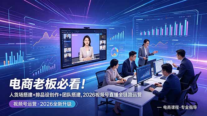 电商老板必看！人货场搭建+排品设计+素材创作+团队搭建，2026视频号直播全链路运营-朽念云创